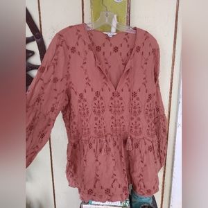 American eagle peasant eyelet top boho XL